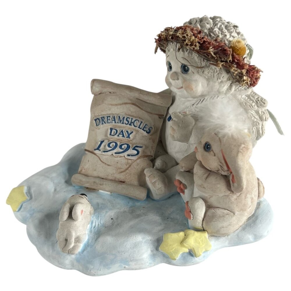 Dreamsicles Day 1995 Event Cherub Figurine With Bunny & Scroll Cast Art Vintage‎